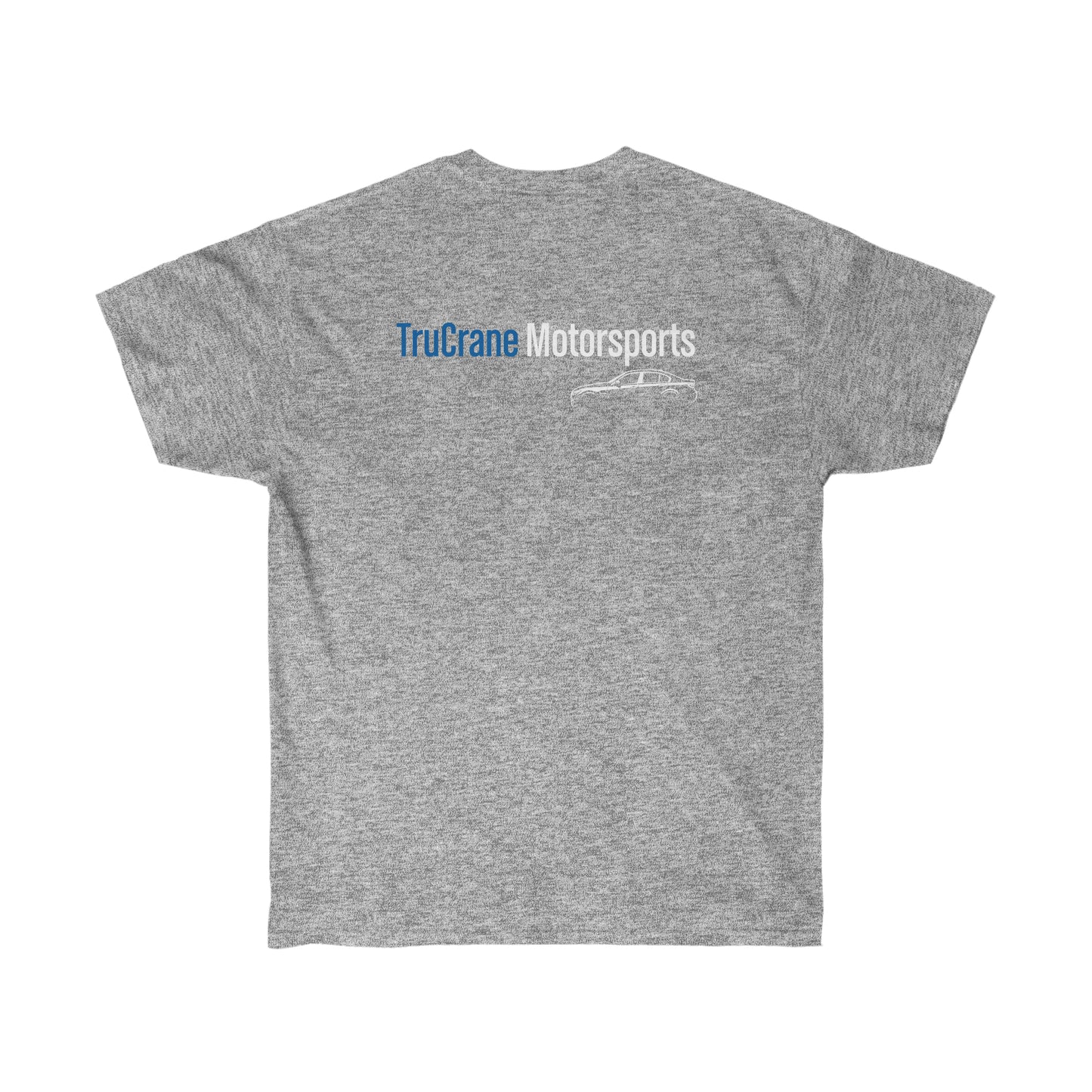 TruCrane Motorsports Heavy Cotton Tee Small Logo Front - Large Back - Blue/White