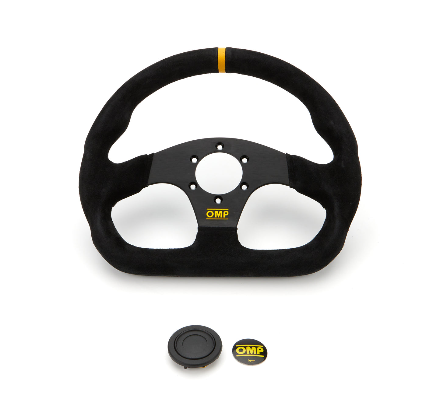 OMP Racing Super Quadro Steering Wheel Black Spokes Suede