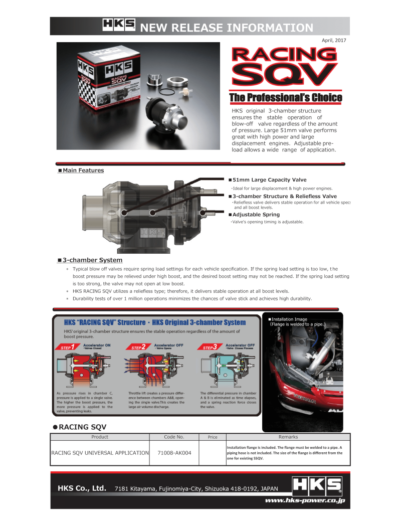 HKS Super SQV Universal Blow Off Valve 71008-AK001