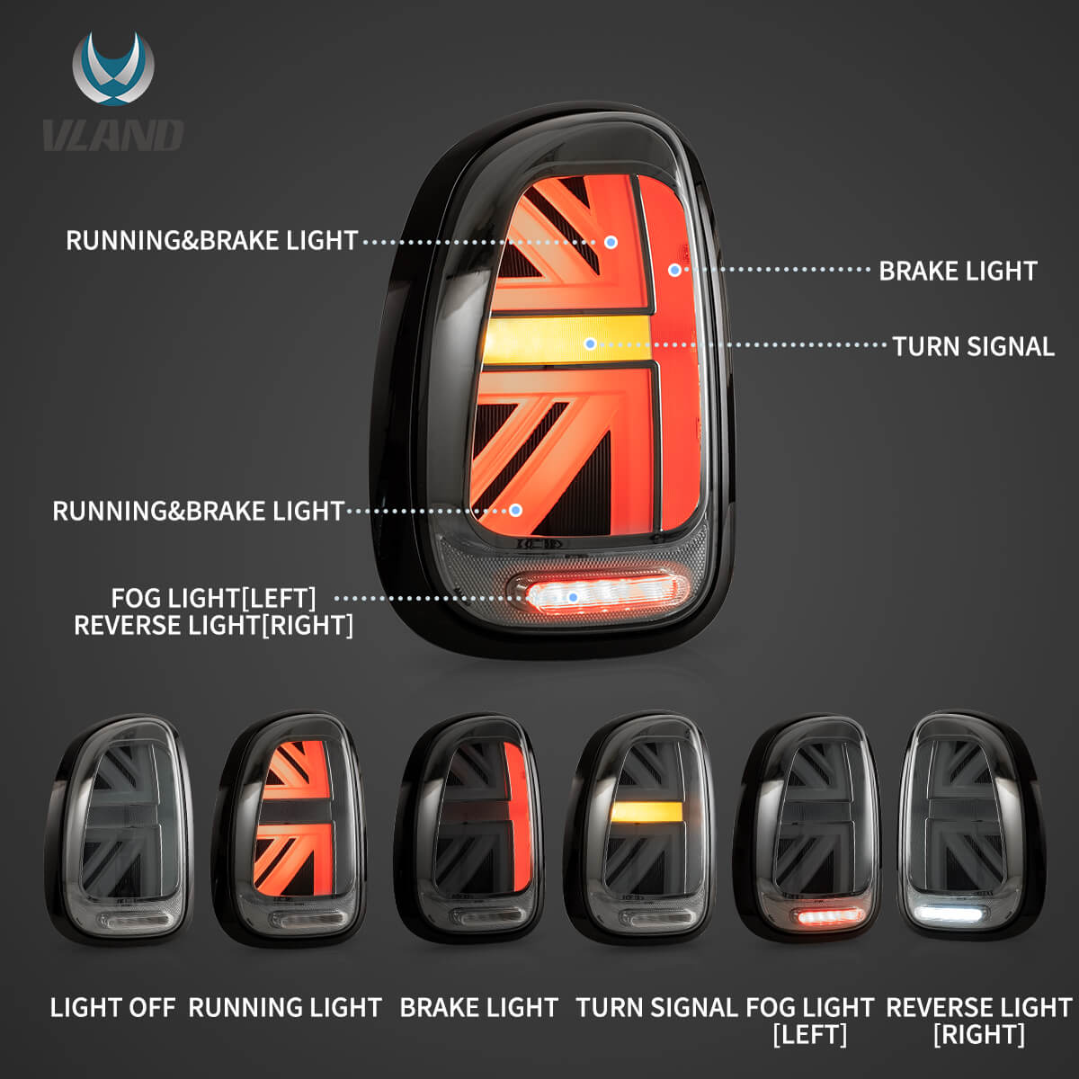Vland LED Tail Lights With Dynamic Welcome Lighting Mini Cooper Countryman R60