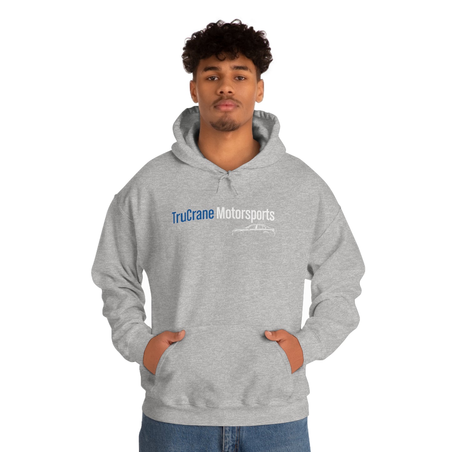 TruCrane Motorsports Unisex Heavy Blend Hooded Sweatshirt -Blue/White