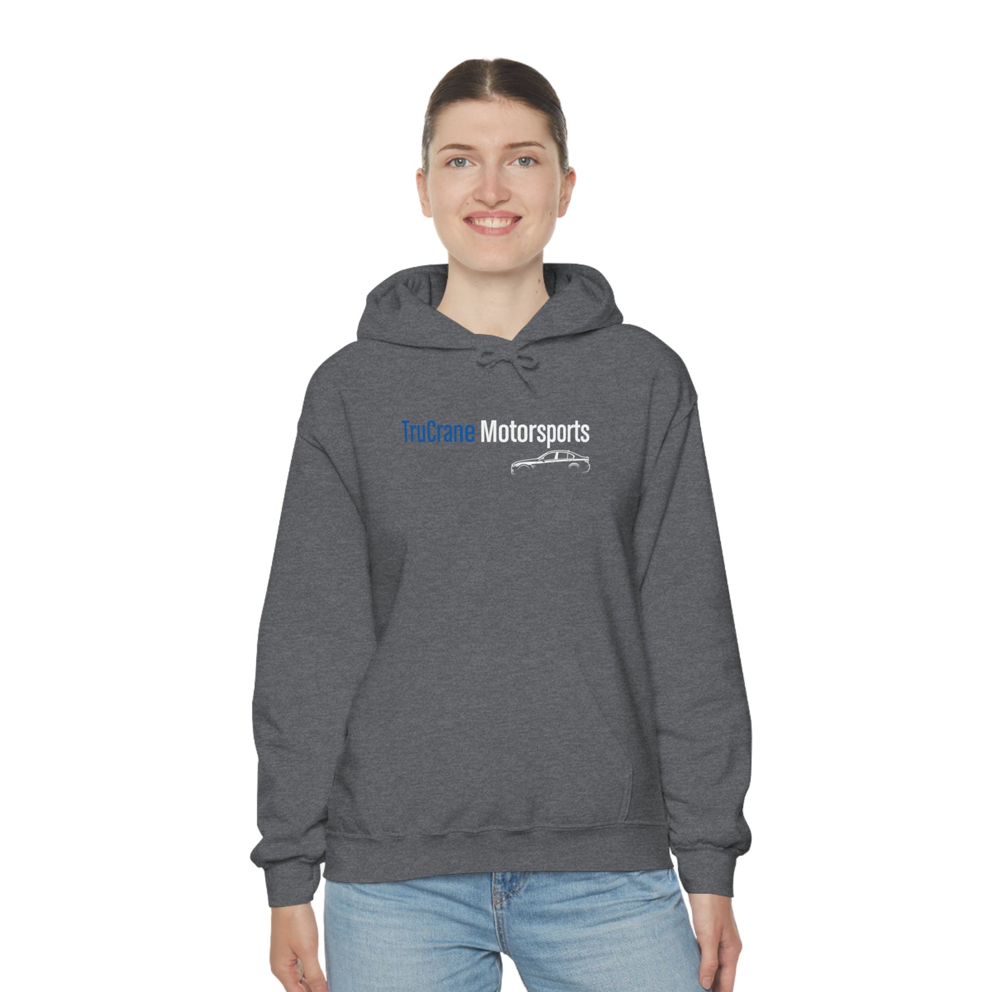 TruCrane Motorsports Unisex Heavy Blend Hooded Sweatshirt -Blue/White