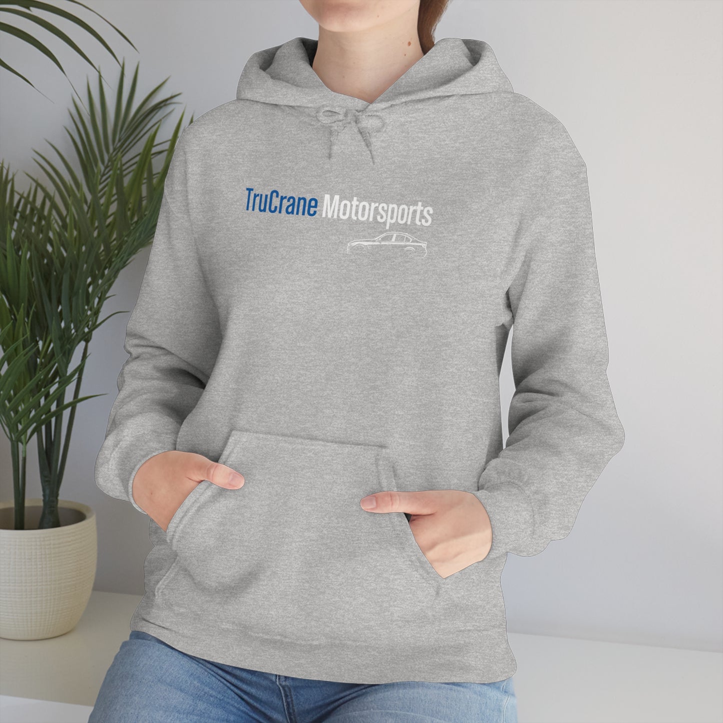 TruCrane Motorsports Unisex Heavy Blend Hooded Sweatshirt -Blue/White