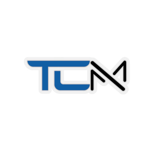 TCM Logo Stickers Blue/White Transparent