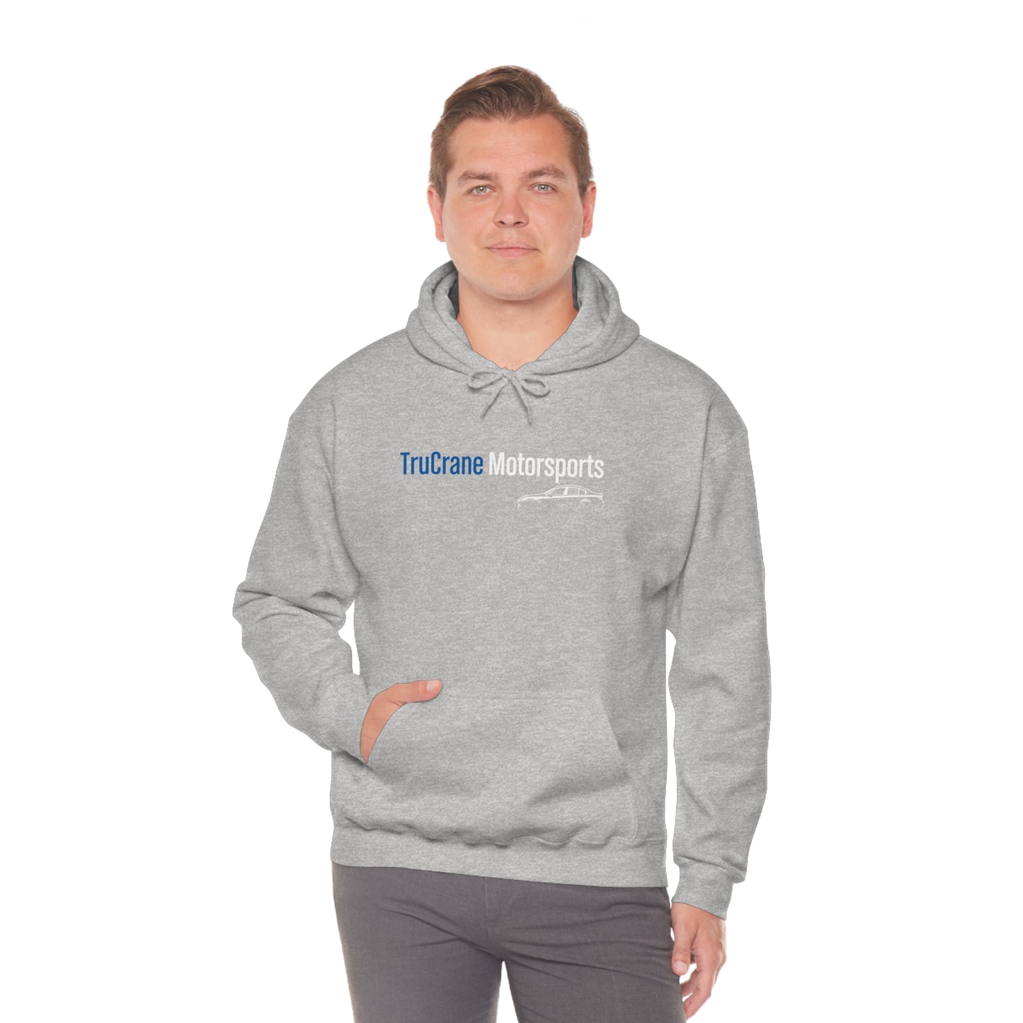 TruCrane Motorsports Unisex Heavy Blend Hooded Sweatshirt -Blue/White