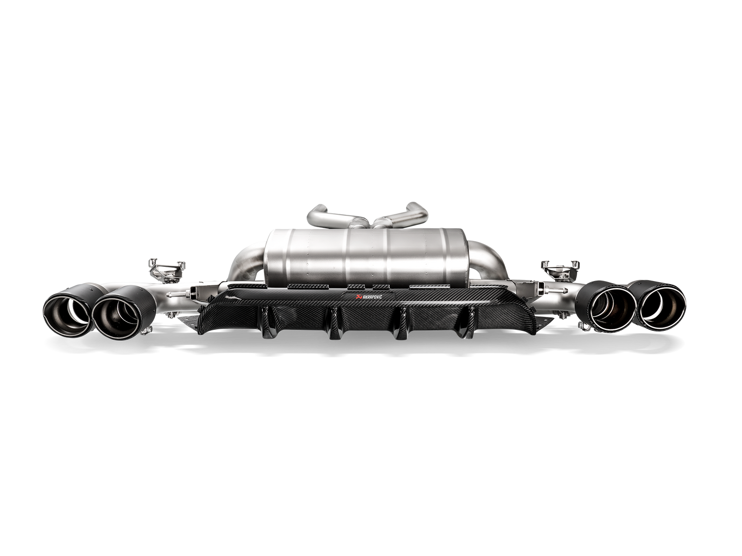 Akrapovic 18+ BMW M5 (F90) Rear Carbon Fiber Diffuser - High Gloss w/ Red/White Akrapovic Logo