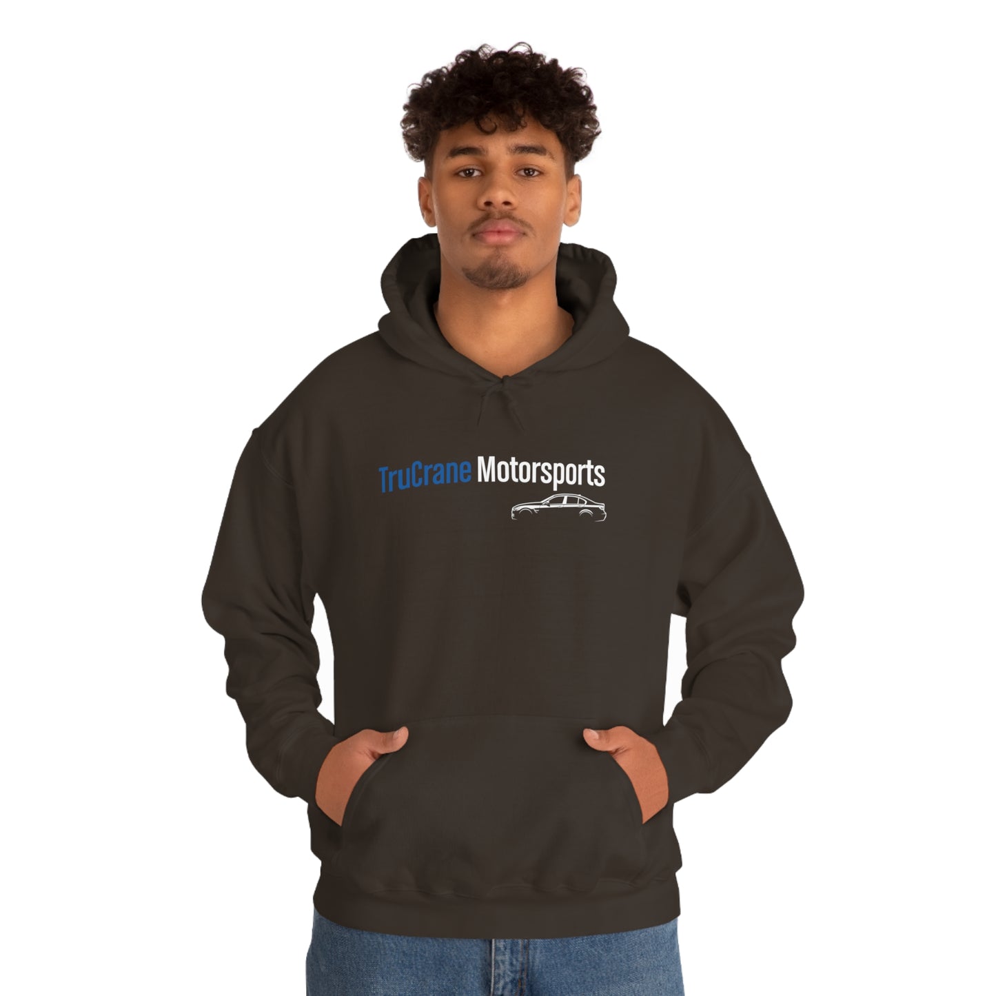 TruCrane Motorsports Unisex Heavy Blend Hooded Sweatshirt -Blue/White