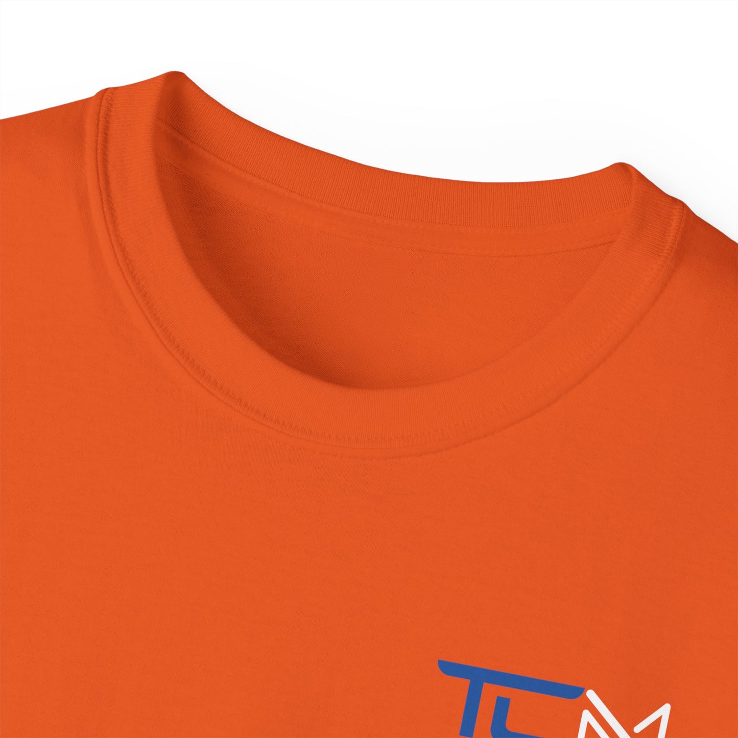 TruCrane Motorsports Heavy Cotton Tee TCM Logo Front - Large Back - Blue/White