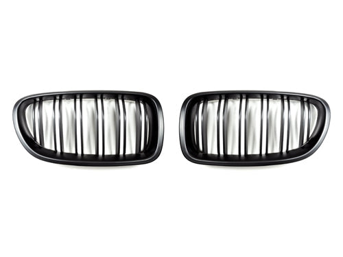 AutoTecknic Dual-Slats Stealth Black Front Grille Set - F10 5-Series | M5