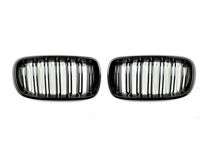 AutoTecknic Dual-Slats Gloss Black Front Grille Set BMW  F15 X5 | F85 X5M & F16 X6 | F86 X6M