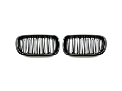 AutoTecknic Dual-Slats Stealth Black Front Grille Set BMW  F15 X5 | F85 X5M & F16 X6 | F86 X6M