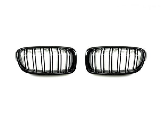 AutoTecknic Dual-Slats Gloss Black Front Grille Set - F30 3-Series