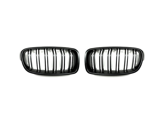 AutoTecknic Dual-Slats Stealth Black Front Grille Set - F30 3-Series