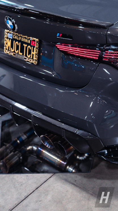 Horizon Motorsport Performance V1 Rear Diffuser Outer Trim Piece w/ Carbon Tow Hook Replacement Cover BMW G80 M3 | G82 / G83 M4