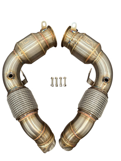 TCM 200 Cell Catted Downpipes NO CEL S68 BMW M5 G90 G99 Primary Secondary