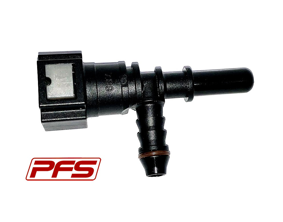 Fitting Quick Connector Bundy Tee 5/16" Barb to 5/16" Female & Male