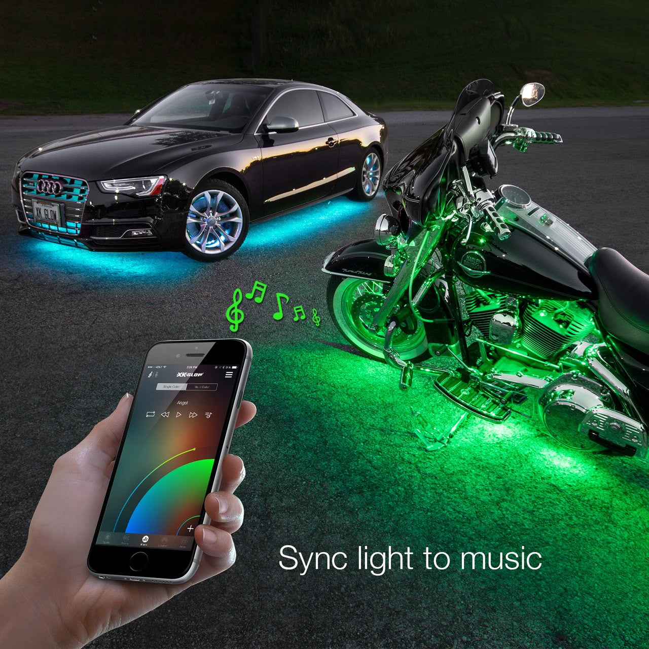 XK Glow Underglow LED Accent Light Kits for Cars with Smartphone App