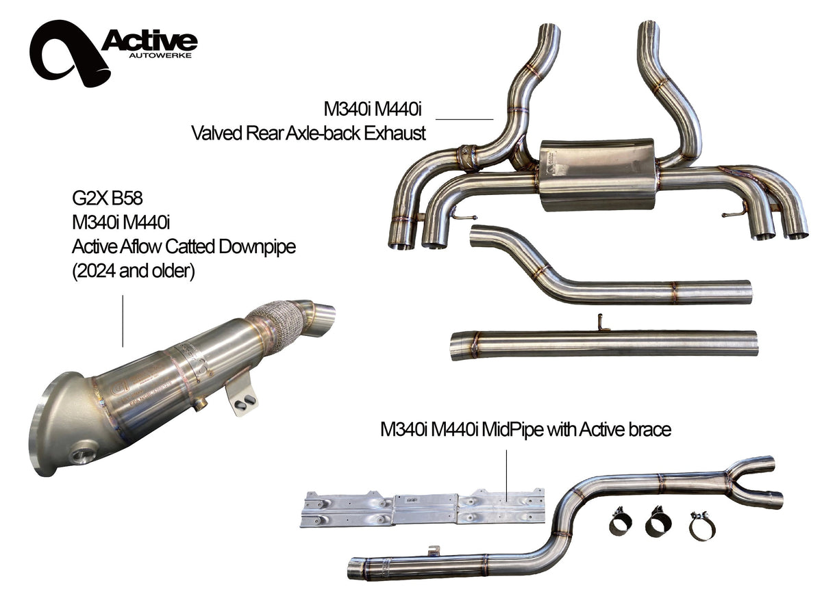 M340i/M440i Rear Exhaust Aflow Downpipe and Midpipe Bundle 2024 and Older