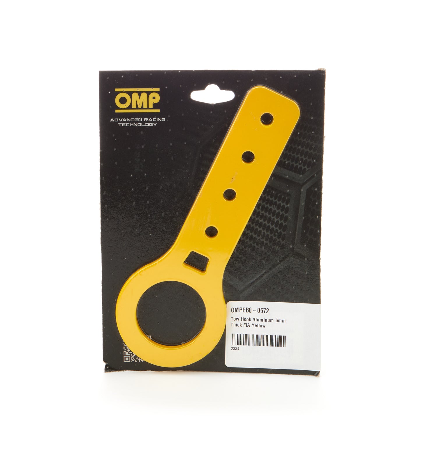 OMP Racing Tow Hook Aluminum 6mm Thick FIA Yellow
