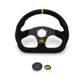 OMP Racing Super Quadro Steering Wheel Black Spokes Suede