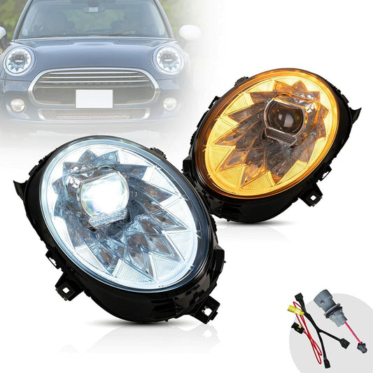 Vland LED Dual Beam Projector Headlights Chrome Bentley Style Mini Cooper F55 F56 F57
