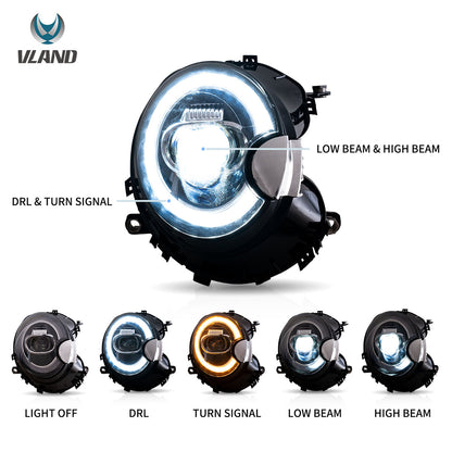 Vland LED Dual Beam Projector Headlights Black Mini R Series R56 R57 R58 R59