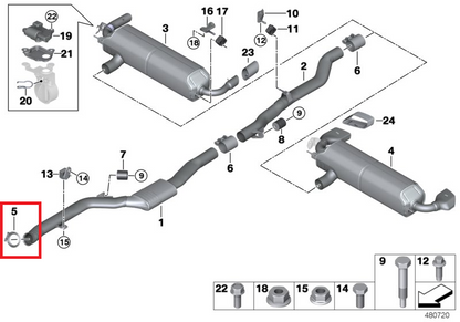 Genuine BMW Exhaust Clamp Downpipe to MidPipe 18308631986 BMW B46