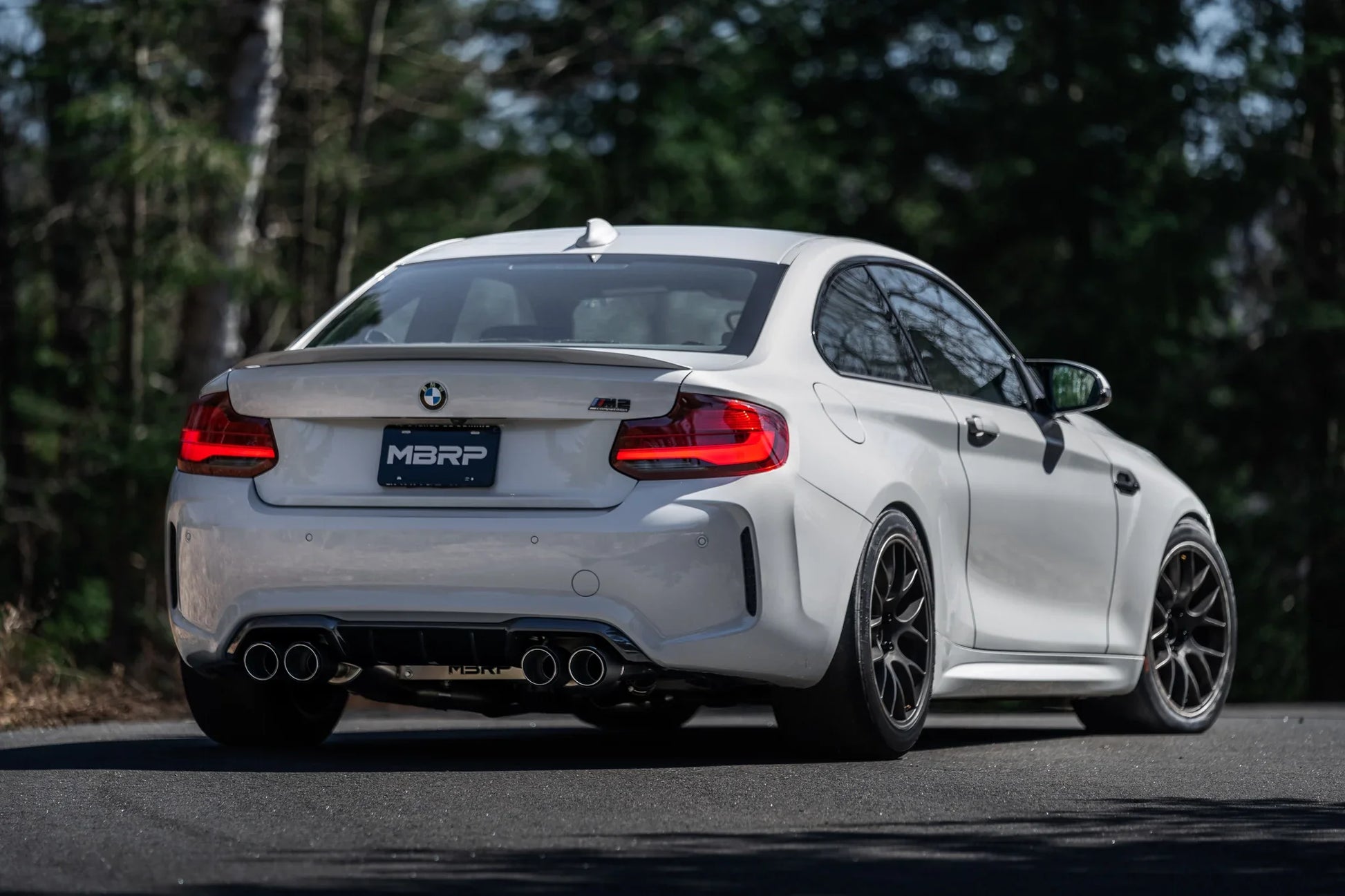 3-Inch Resonator-Back, Active Profile, Quad Rear Exit Exhaust, S45023CF | 2019-2021 BMW M2 Competition