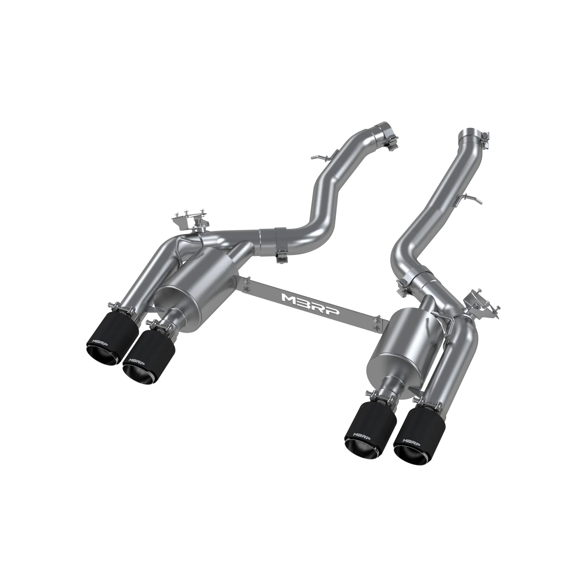 3-Inch Resonator-Back, Active Profile, Quad Rear Exit Exhaust, S45023CF | 2019-2021 BMW M2 Competition