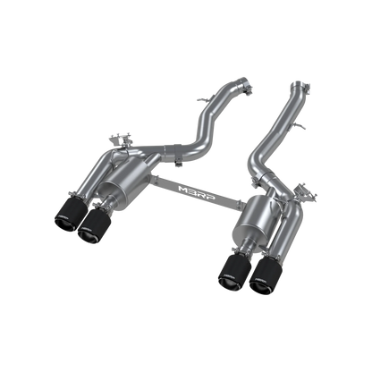 3-Inch Resonator-Back, Active Profile, Quad Rear Exit Exhaust, S45023CF | 2019-2021 BMW M2 Competition