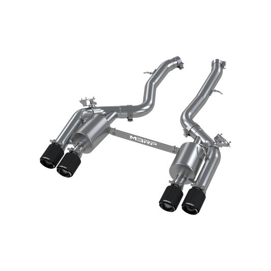 3-Inch Resonator-Back, Active Profile, Quad Rear Exit Exhaust, S45023CF | 2019-2021 BMW M2 Competition