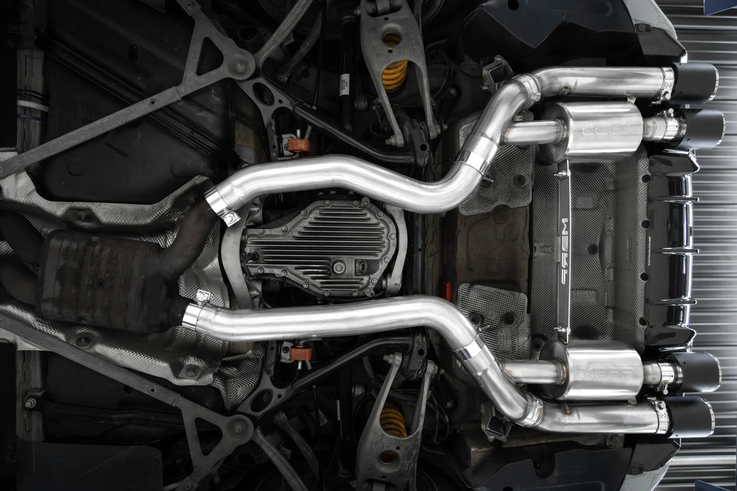 3-Inch Resonator-Back, Active Profile, Quad Rear Exit Exhaust, S45023CF | 2019-2021 BMW M2 Competition