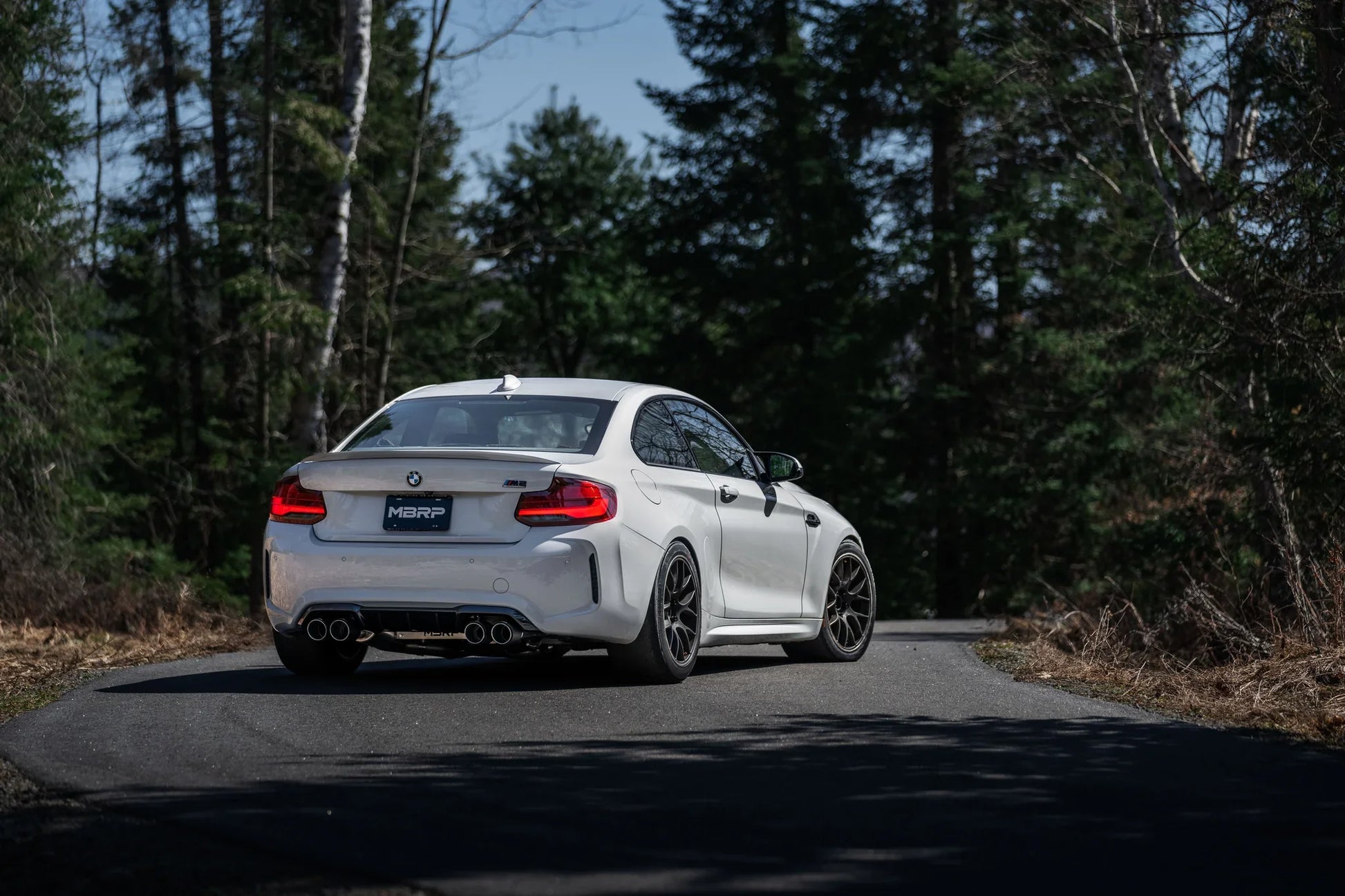 3-Inch Resonator-Back, Active Profile, Quad Rear Exit Exhaust, S45023CF | 2019-2021 BMW M2 Competition