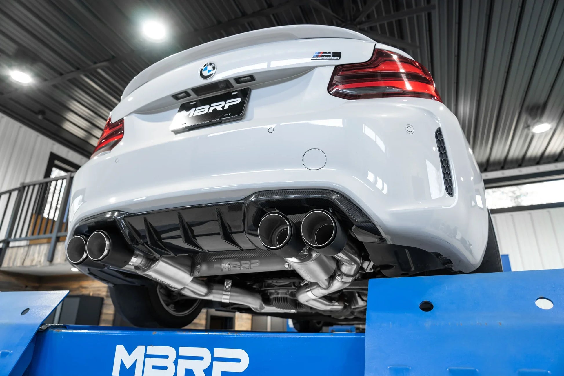 3-Inch Resonator-Back, Active Profile, Quad Rear Exit Exhaust, S45023CF | 2019-2021 BMW M2 Competition