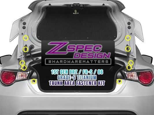 ZSPEC Trunk Dress Up Bolts® Kit for '13-21 Scion FRS, Subaru BRZ, Toyota 86, Titanium