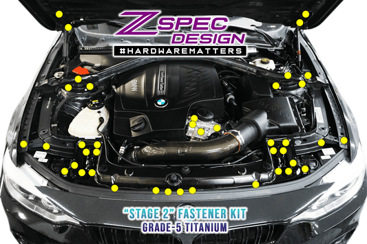 ZSPEC Stage-2 Dress Up Bolts Fastener Kit for '14-19 BMW 435i F32 3.0T, Titanium