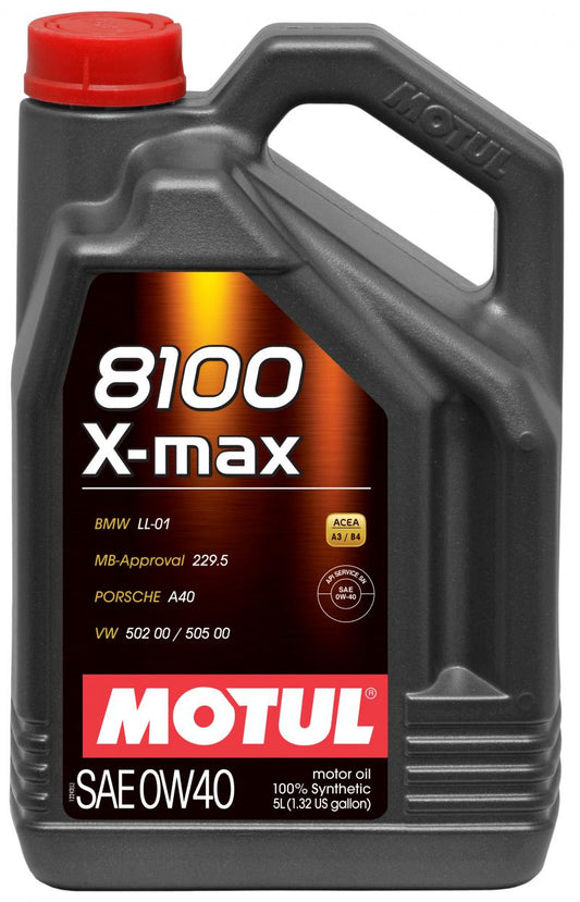 Motul 8100 X-MAX 0W40 Synthetic Engine Oil - 5L Case of 4