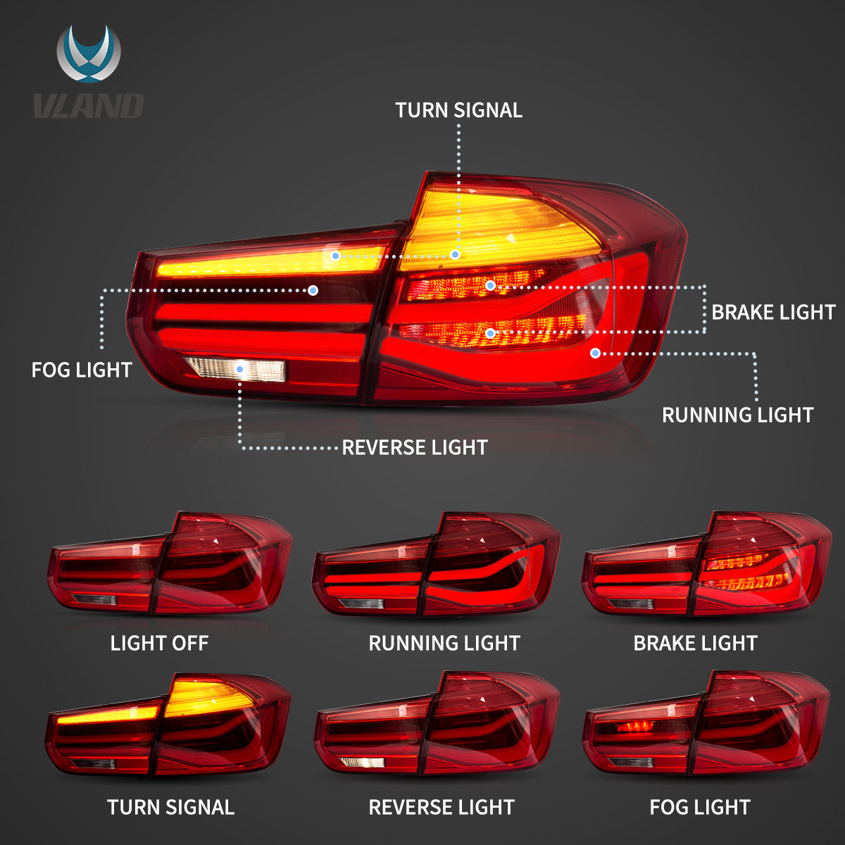 Vland OLED Tail Lights 12-19 BMW 3 Series F30 F35 F80 – TruCrane 