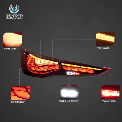 Vland OLED Tail Lights Sequential Turn Signal With Dynamic Welcome Lighting 18-22 BMW 4 Series  G22/G23/G82/G83